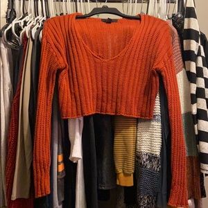 Burnt orange knitted Forever 21 cropped sweater